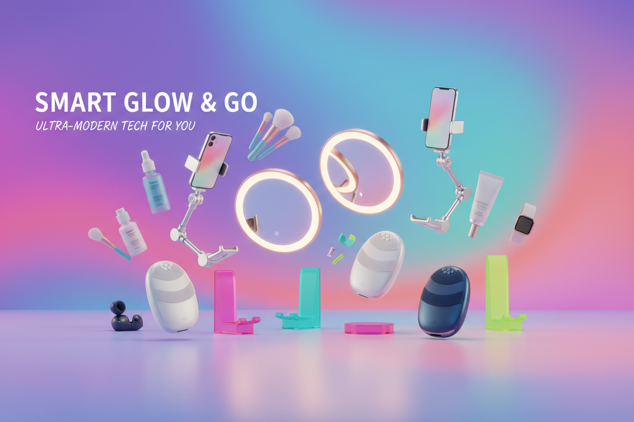 create cover image to attract clients we have personal care smart gadets and mobil holders. make image colorful and tranding