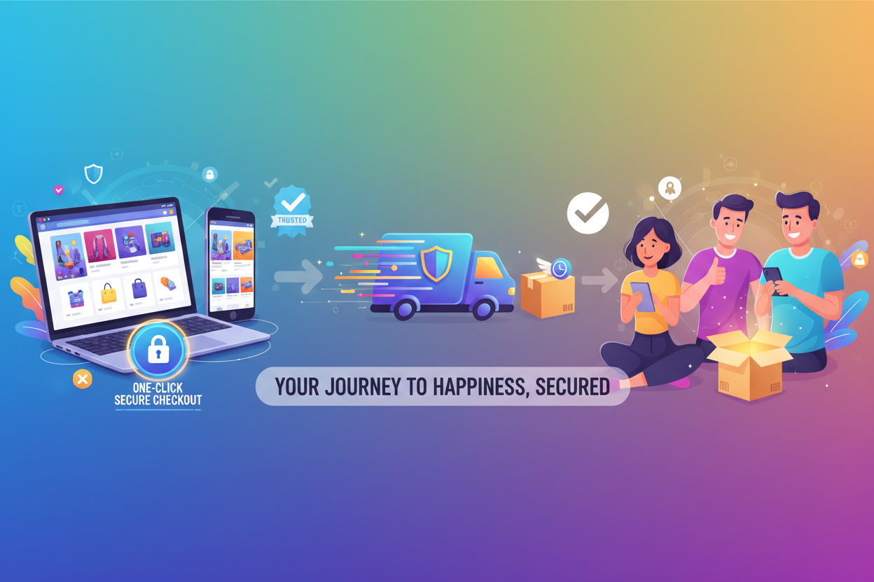 customer website par smart digital products dekh paye product ko order kar paye secure payment methord ke sath ek click me or physcial product use security ke sath time par deliver mile with es bat ko ek achi customer ko attract kar paye esi colorful image ke sath banao jisko me apni website par laga saku